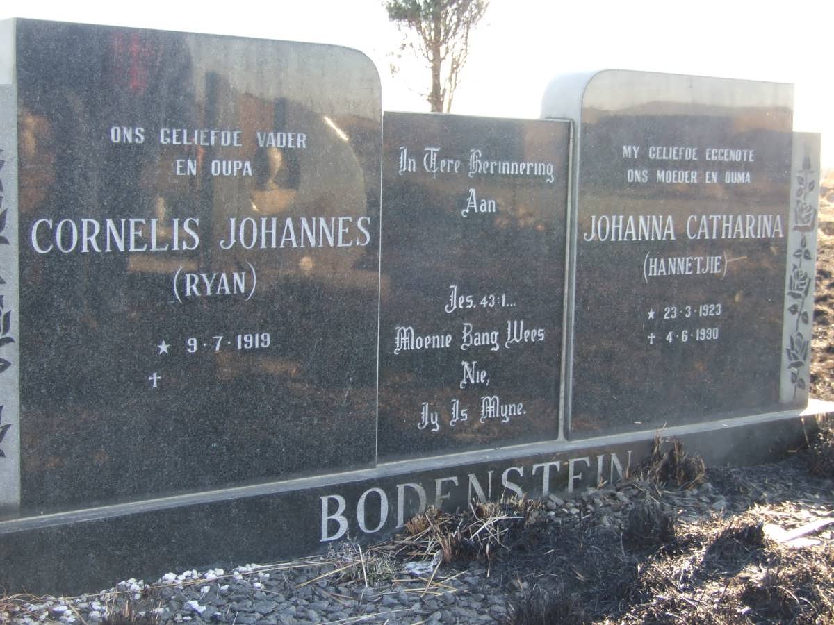 BODENSTEIN Cornelis Johannes 1919- &amp; Johanna Catharina 1923-1990