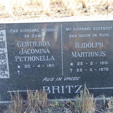 BRITZ Rudolph Marthinus 1901-1975 &amp; Gertruida Jacomina Petronella 1911-