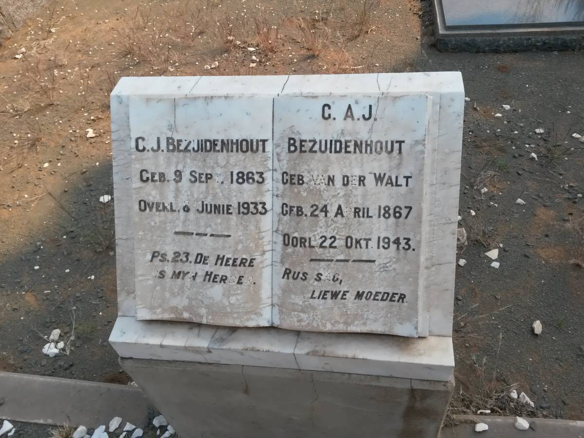 BEZUIDENHOUT C.J. 1863-1933 &amp; C.A.J. VAN DER WALT 1867-1943