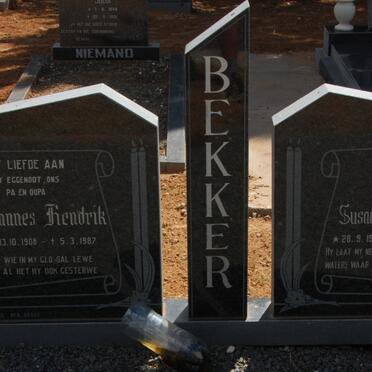 BEKKER Johannes Hendrik 190?-1987 &amp; Susanna Magdalena 1912-2004