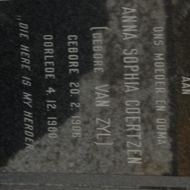 COERTZEN Anna Sophia nee VAN ZYL 1908-1980