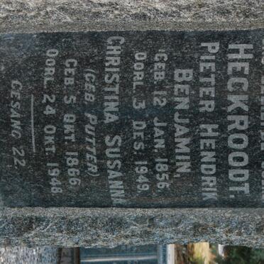 HECKROODT Pieter Hendrik Benjamin 1856-1949 &amp; Christina Susanna PUTTER 1866-1948