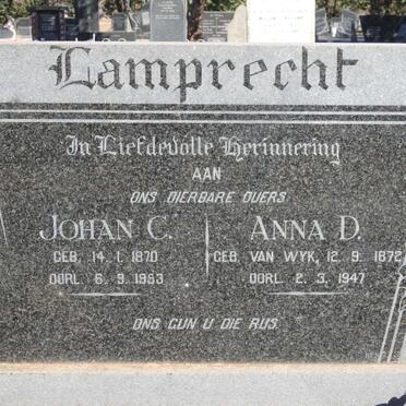 LAMPRECHT Johan C. 1870-1953 &amp; Anna D. VAN WYK 1872-1947