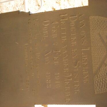 MERWE Hettie, van der 1916-1933