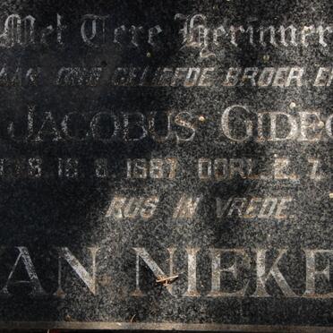 NIEKERK Jacobus Gideon, van 1887-1964