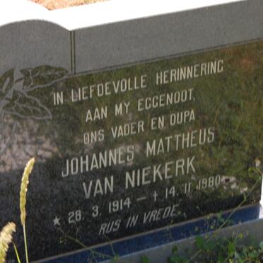 NIEKERK Johannes Mattheus, van 1914-1980