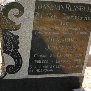 RENSBURG Hendrik Johannes, Janse van 1894-196?