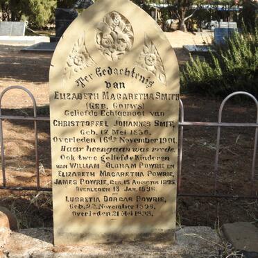 SMITH Elizabeth Magaretha nee GOUWS 1836-1901 :: POWRIE James 1895-1896 :: POWRIE Lucretia Dorcas 1896-1898
