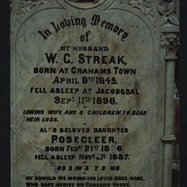 STREAK W.G. 1845-1898 :: STREAK Posecleer 1886-1887 :: STREAK infant son :: STREAK infant son