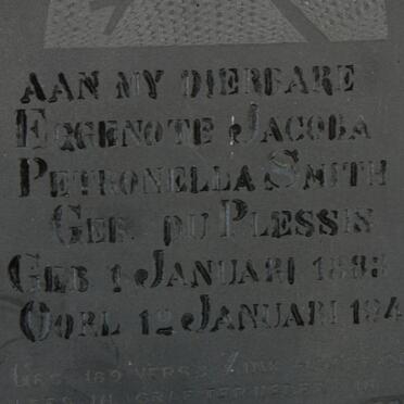 SMITH Jacoba Petronella nee DU PLESSIS 1893-1941