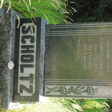 SCHOLTZ Gertruida Anna Elizabeth nee SCHOLTZ 1882-1926