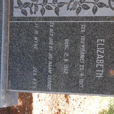 SERFONTEIN Elizabeth nee DU PISANIE 1917-1962