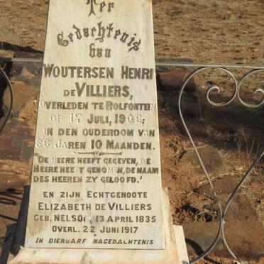 VILLIERS Woutersen Henri, de -1906 &amp; Elizabeth NELSON 1835-1917