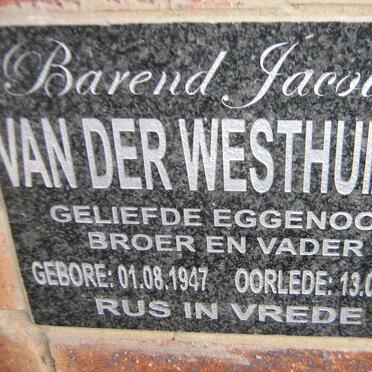 WESTHUIZEN Barend Jacobus, van der 1947-2016