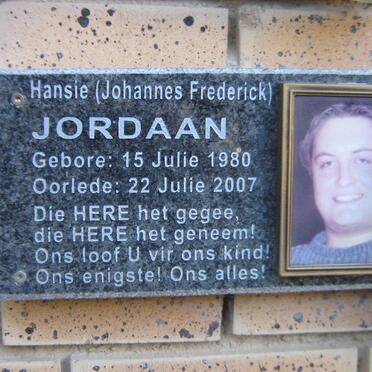 JORDAAN Johannes Frederick 1980-2007
