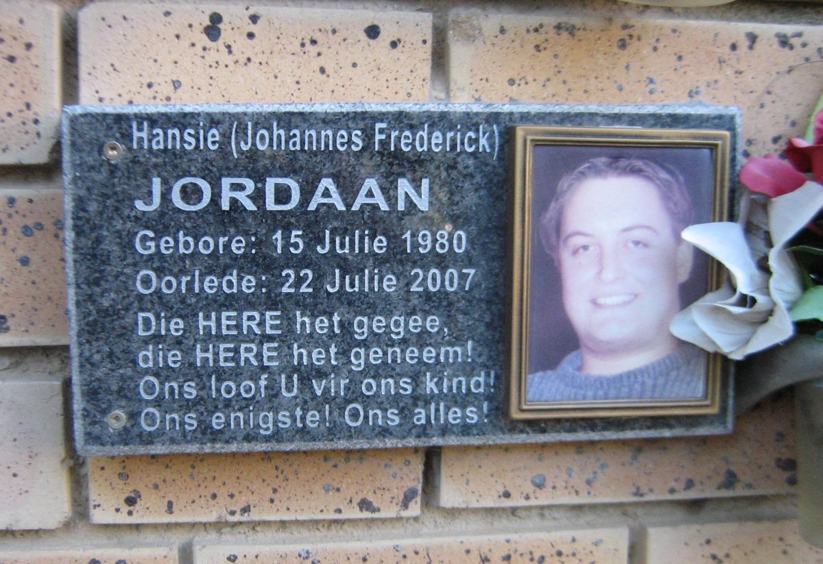 JORDAAN Johannes Frederick 1980-2007