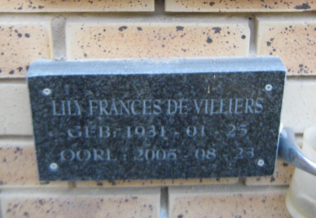 VILLIERS Lily Frances, de 1931-2005