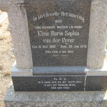 VYVER Elsie Maria Sophia, van der 1892-1976