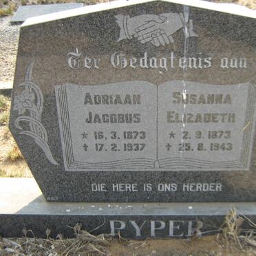 PYPER Adriaan Jacobus 1873-1937 &amp; Susanna Elizabeth 1873-1943