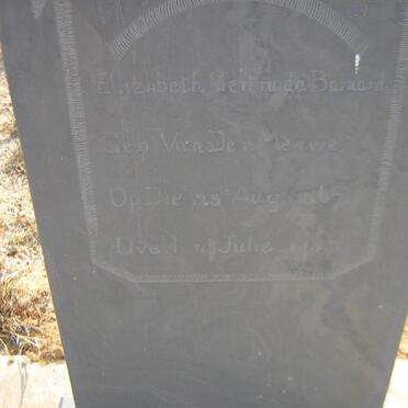 BARNARD Elizabeth Gertruida nee VAN DER MERWE 1867-1937