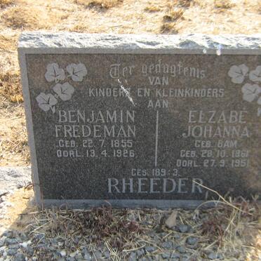 RHEEDER Benjamin Fredeman 1855-1926 &amp; Elzabe Johanna BAM 1861-1951