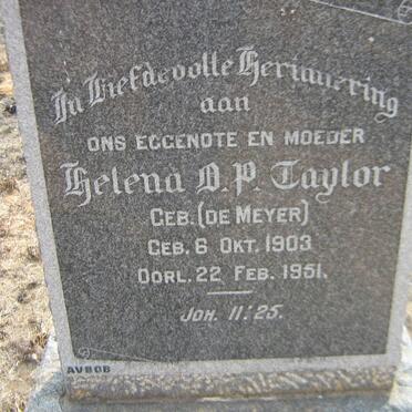 TAYLOR Helena D.P. nee DE MEYER 1903-1951