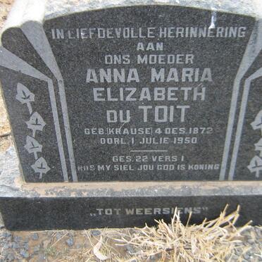 TOIT Anna Maria Elizabeth, du nee KRAUSE 1872-1950