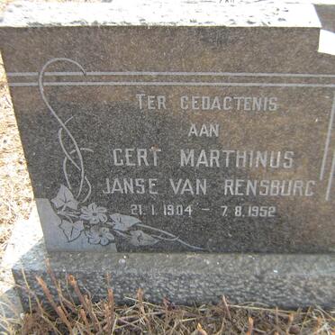 RENSBURG Gert Marthinus, Janse van 1904-1952