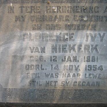 NIEKERK Florence Ivy, van 1881-1954