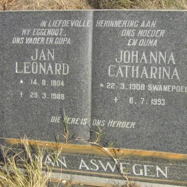 ASWEGEN Jan Leonard, van 1904-1988 &amp; Johanna Catharina SWANEPOEL 1908-1993