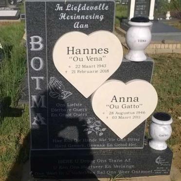 BOTMA Hannes 1943-2018 &amp; Anna 1946-2011