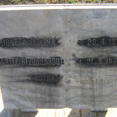 BEZUIDENHOUT Joneta Dalina Maritz nee BOTHA 1936-1978