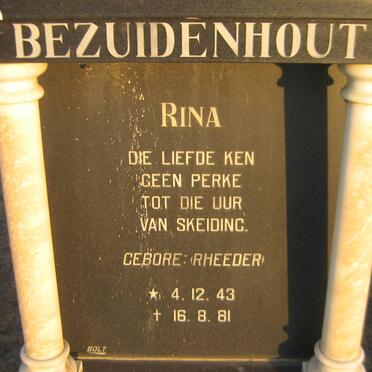 BEZUIDENHOUT Rina nee RHEEDER 1943-1981