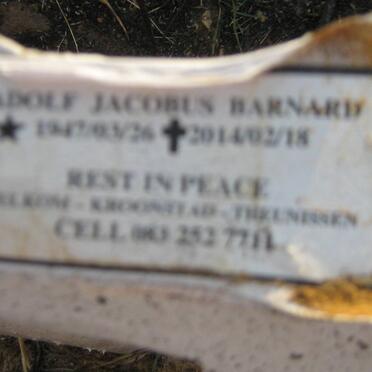 BARNARD Adolf Jacobus 1947-2014
