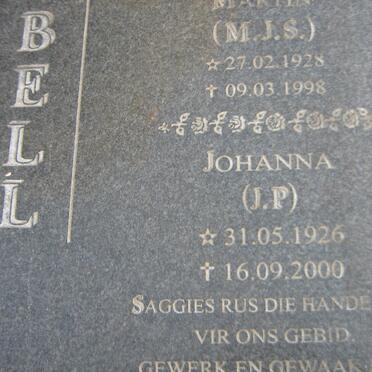 BELL M.J.S. 1928-1998 &amp; J.P. 1926-2000 