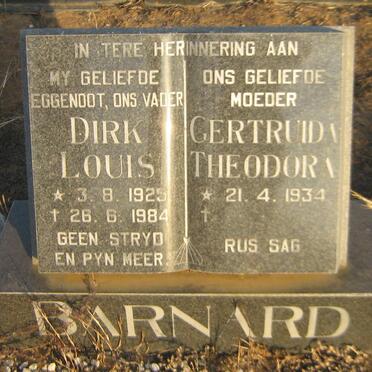 BARNARD Dirk Louis 1925-1984 &amp; Gertruida Theodora 1934-
