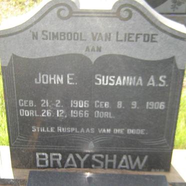 BRAYSHAW John E. 1906-1966 &amp; Susanna A.S. 1906-