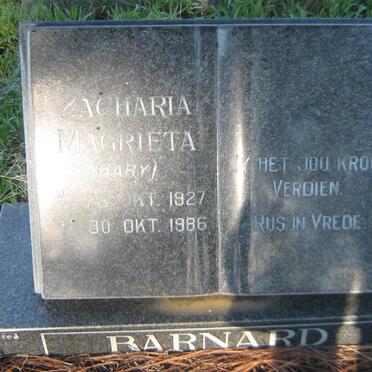 BARNARD Zacharia Margrieta 1927-1986