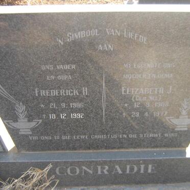 CONRADIE Frederick H. 1906-1992 &amp; Elizabeth J. NEL 1908-1977
