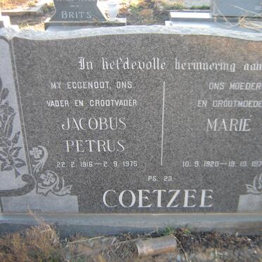 COETZEE Jacobus Petrus 1916-1975 &amp; Marié 1920-1977