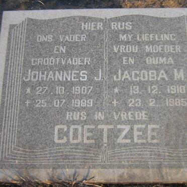 COETZEE Johannes J. 1907-1989 &amp; Jacoba M. 1910-1985