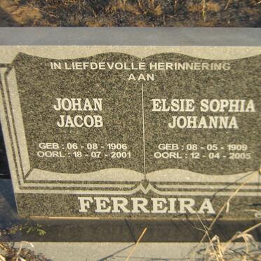 FERREIRA Johan Jacob 1906-2001 &amp; Elsie Sophia Johanna 1909-2005