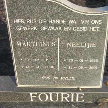 FOURIE Marthinus 1925-2000 &amp; Neeltjie 1923-2001