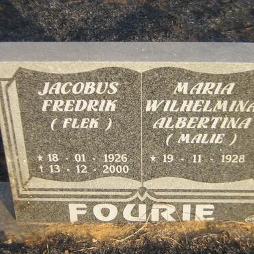 FOURIE Jacobus Fredrik 1926-2000 &amp; Maria Wilhelmina Albertina 1928-