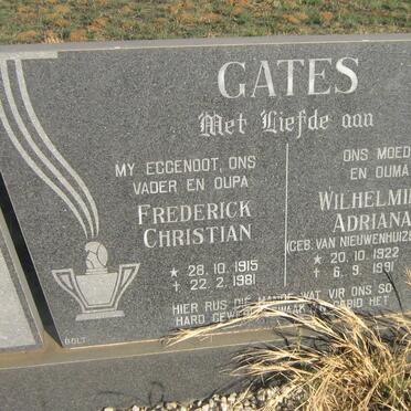 GATES Frederick Christian 1915-1981 &amp; Wilhelmina Adriana VAN NIEUWENHUIZEN 1922-1991