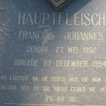 HAUPTFLEISCH Francois Johannes 1952-1994 &amp; Elizabeth Maria BARNARD 1953-