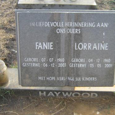 HAYWOOD Fanie 1960-2003 &amp; Lorraine 1960-2001