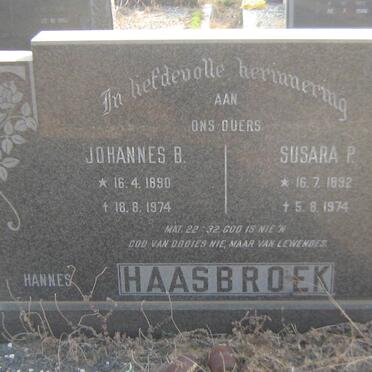 HAASBROEK Johannes B. 1890-1974 &amp; Susara P. 1892-1974