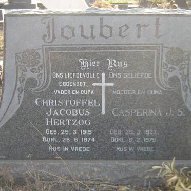 JOUBERT Christoffel Jacobus Hertzog 1915-1974 &amp; Casperina J. S. 1923-1979