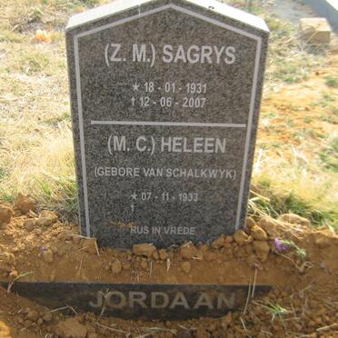 JORDAAN Z.M. 1931-2007 &amp; M.C. VAN SCHALKWYK 1933-